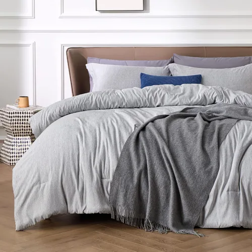 Miniatura 14 de Bedsure - Juego de edredón queen - Juego de ropa de cama refrescante y cálida, ropa de cama reversible gris claro para todas las estaciones, 3 03