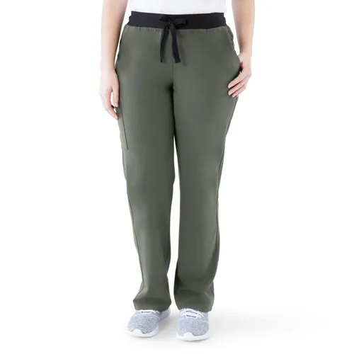 Miniatura 99 de ave. Varick - Pantalón médico de tiro medio para mujer, pierna recta, seis bolsillos, color azul caribeño, talla S