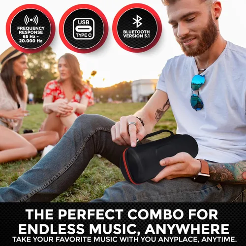 Miniatura 5 de JBL Charge 5 - Paquete de altavoz portátil Bluetooth inalámbrico impermeable con estuche protector portátil de transporte rígido - Azul Rojo