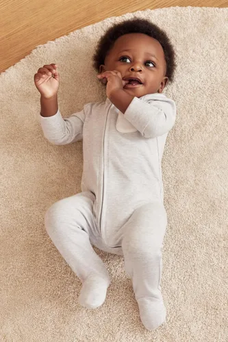 Miniatura 2 de MORI Pijama para bebés niños y niñas con cremallera, de algodón orgánico y bambú, unisex, con pies, ropa de dormir para bebés de 0 a 9 meses, Grey