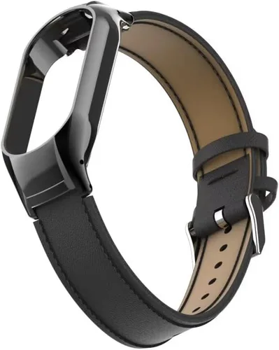 Miniatura 3 de Compatible con Xiaomi Mi Band 7 Band, correa de repuesto de cuero accesorios de correa de pulsera con marco de metal para Xiaomi Mi Band 7 Smart