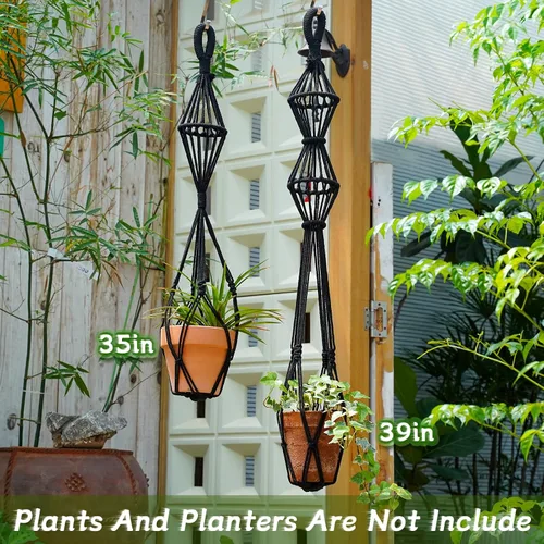 Miniatura 3 de 2 Piezas Colgadores de Macramé para Plantas de Interior, Maceteros Colgantes de Macramé Grandes para Macetas de hasta 10 pulgadas, Sin Borlas