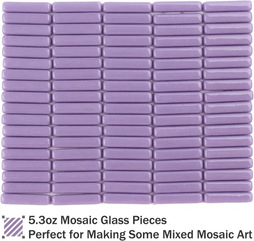 Miniatura 5 de Youway Style Azulejos de Mosaico Púrpura para Manualidades a Granel, 150g Formas de Tiras Piezas de Vidrio de Mosaico, Kit de Manualidades de Jardín