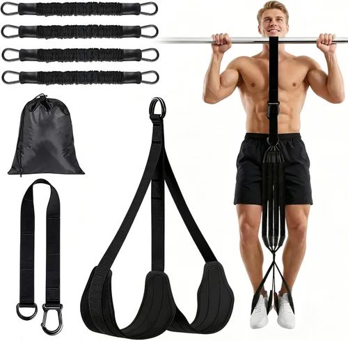 Bandas de asistencia para gimnasio en casa, 4 bandas de resistencia ajustables para dominadas y entrenamiento de fuerza, con reposapiés, correa de