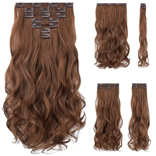 Miniatura 48 de SYXLCYGG Extensiones de cabello rubio, 2 unidades, extensiones de cabello con clip de 22 pulgadas, 5 onzas, lacio, sintético, esponjoso, rubio