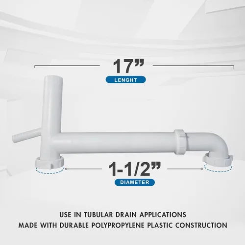 Miniatura 6 de Highcraft Q23917 Residuos de salida de plástico con rama para aplicaciones de drenaje tubular de 1-1/2 pulgadas, color blanco, paquete de 1