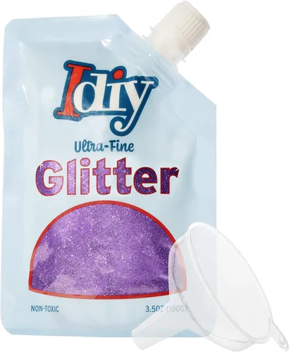 Miniatura 20 de iDIY - Brillantina ultra fina azul aguamarina (3.5 onzas), purpurina extrafina con bolsa de boquilla fácil de verter y embudo para resina, slime