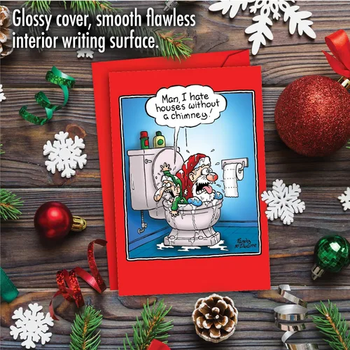 Miniatura 3 de NobleWorks - Divertida tarjeta de felicitación de Navidad con sobre (4.63 x 6.75 pulgadas) - Broma de humor navideña - Casa sin chimenea 5892
