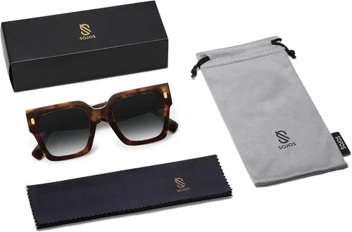 Miniatura 12 de SOJOS Gafas de sol cuadradas vintage de gran tamaño para mujer, estilo retro, de lujo, grandes, UV400 SJ2194