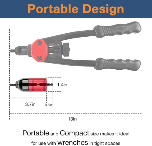 Miniatura 4 de YUZES Adaptador de herramienta de tuerca de remache para taladro eléctrico inalámbrico con 5 mandriles métricos y 6 SAE y 50 tuercas remachadoras