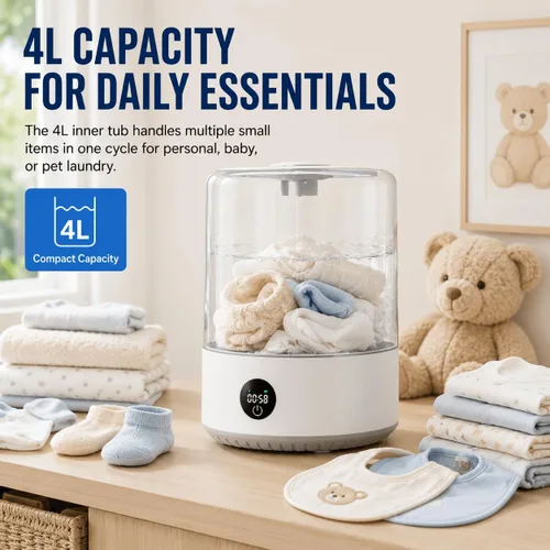 Miniatura 3 de Mini lavadora portátil de 4 litros, lavadora compacta inalámbrica recargable para ropa interior, ropa de bebé, ropa para mascotas, ideal