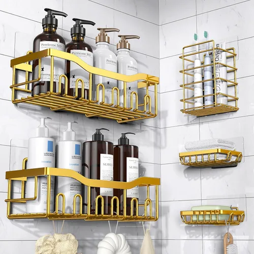 Miniatura 9 de EUDELE - Organizador de Ducha Adhesivo, Paquete de 5 Organizadores de Baño de Acero Inoxidable Resistente a la Oxidación con Gran Capacidad