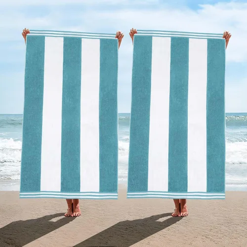 Miniatura 23 de Superior Juego de toallas de playa de algodón de gran tamaño de 4 piezas, toallas absorbentes para baño, playa, piscina, natación, adultos, niños