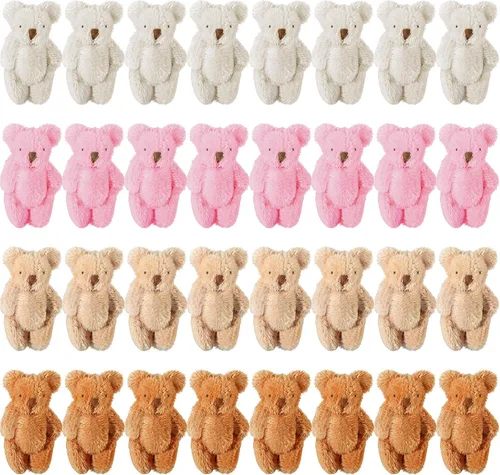Skylety 32 piezas de mini oso de peluche de oso pequeño de 2.36 pulgadas, mini articulación pequeña muñeca suave, juguetes de peluche para pastel de