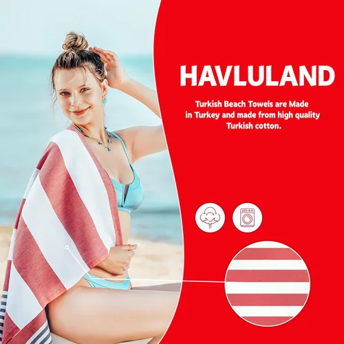 Miniatura 2 de HAVLULAND Toallas de playa de gran tamaño de 72 x 40 pulgadas, toalla de playa turca sin arena, toallas de piscina extra grandes, toallas de baño