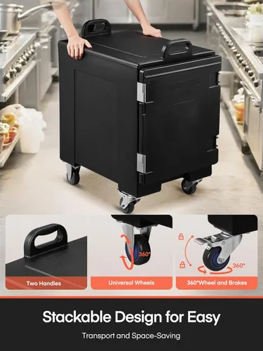 Miniatura 3 de Caja caliente para catering, calentador de alimentos portátil de 82 cuartos de galón con ruedas, transportador de bandeja de alimentos aislado