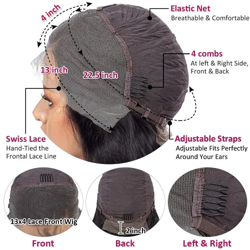 Miniatura 5 de Pelucas de cabello humano ondulado con encaje frontal para mujer, 13 x 4, HD, transparente, sin pegamento, prearrancadas con abuelitos, 150