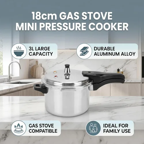 Olla a presión de aluminio de 3 litros, olla a presión Premier Express de 7.1 in de profundidad, aparato de cocina para encimera de gas
