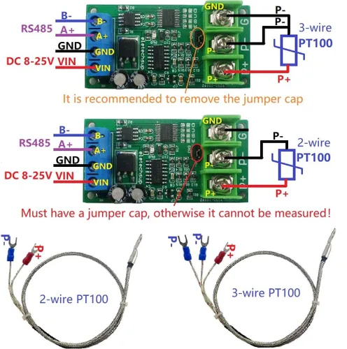 Miniatura 3 de PT100 Thermocouple RTD Sensor Tester with High-Quality Temperature Measurement IC -20-400 Celsius RS485 Modbus Rtu (1 PCS (A version 20-400C))