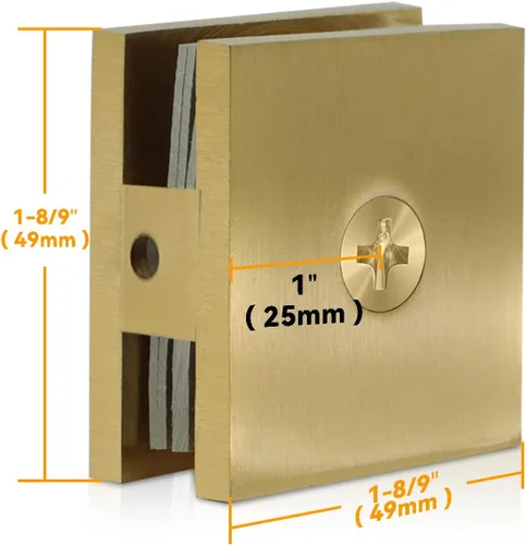 Miniatura 5 de CKB Abrazadera de vidrio de latón, para clips de vidrio de 5/16 a 3/8 pulgadas de grosor de vidrio, 2 pulgadas de largo x 2 pulgadas de ancho, clips