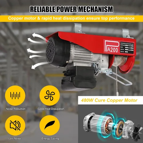 Miniatura 5 de Polipasto eléctrico de 440 libras con control remoto con cable y cabrestante eléctrico de eslingas simples/dobles, alzamiento de ático, elevador