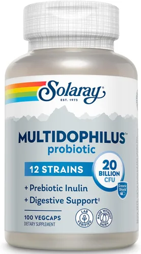 Miniatura 7 de SOLARAY Multidophilus - Probiótico de 12 cepas 20 mil millones de UFC, probióticos para la salud digestiva y apoyo a la salud intestinal con inulina