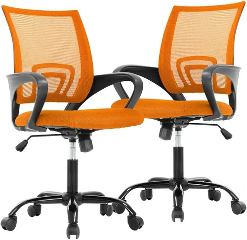 Miniatura 15 de Juego de 2 sillas ergonómicas de escritorio, sillas de oficina de malla para computadora con soporte lumbar y reposabrazos, silla de trabajo Gris