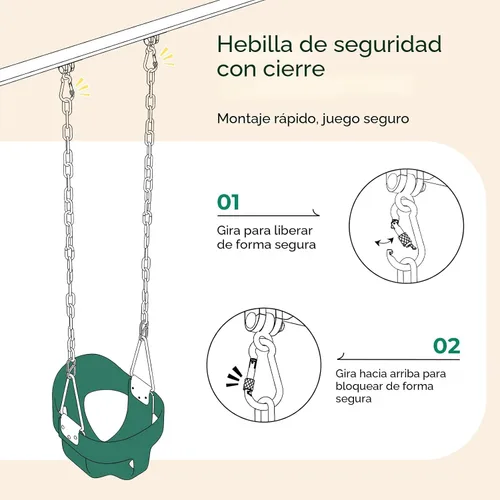 Miniatura 7 de DECORLIFE Columpio para niños pequeños, columpio para bebés al aire libre – Juego de columpio de cubo completo de respaldo alto, capacidad de 330