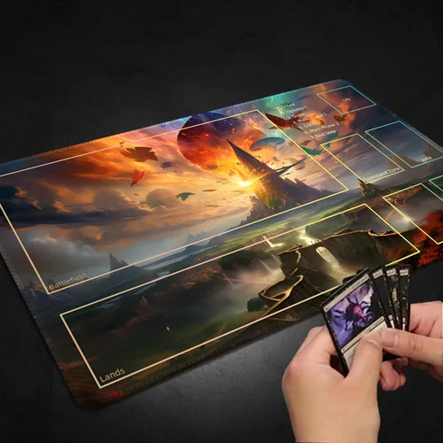 Miniatura 5 de Tapete de juego para MTG con bolsas de almacenamiento gratis, tapete de juego de 24 x 14 pulgadas TCG y alfombrillas de juego de mesa para cartas