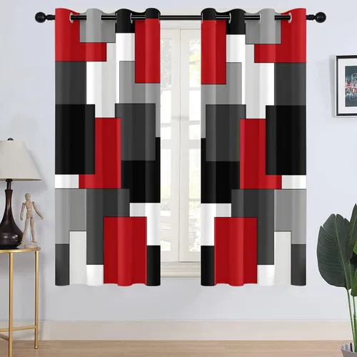 Miniatura 33 de AAtter Cortina de Ventana Verde Azulado y Negro Turquesa Aguamarina Gris Blanco Abstracto Moderno Oscuro Masculino Sala de Estar Dormitorio Cortinas