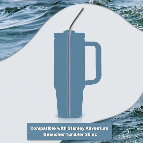 Miniatura 8 de Pajitas de acero inoxidable de repuesto para el vaso de viaje Stanley Adventure (6 pajitas para 30 onzas)