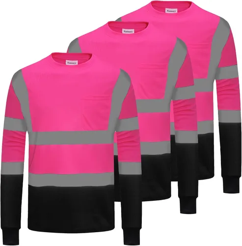 Miniatura 17 de ProtectX Camisas de manga larga de alta visibilidad, camiseta de seguridad reflectante de alta visibilidad para hombres y mujeres, camisa de Azul