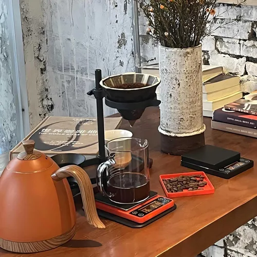 Miniatura 8 de Báscula de café con temporizador de 6.6 lbs/0.00 oz Báscula de café digital portátil recargable, flujo de agua inteligente, adecuado para baristas