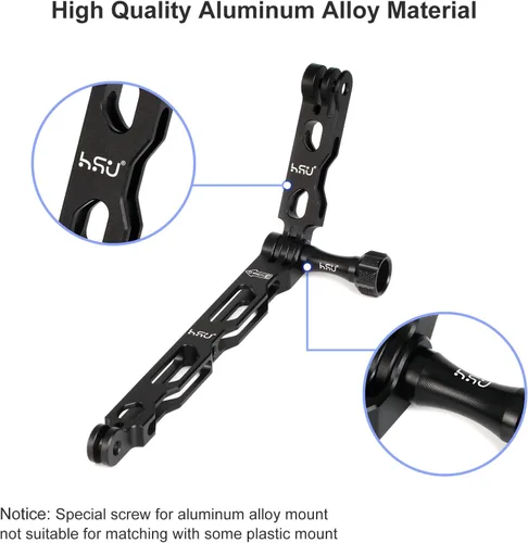 Miniatura 3 de HSU - Kit de brazo de extensión de aleación de aluminio para casco de montaje en poste de metal, soporte de brazo de extensión para GoPro Hero Negro