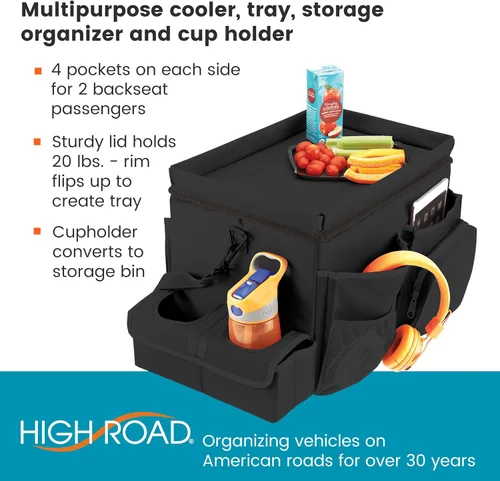 Miniatura 3 de High Road CarHop - Organizador de asiento delantero para automóvil con soporte para tazas, bandeja para asiento del pasajero y compartimento