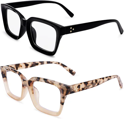 Miniatura 7 de COASION Lentes de bloqueo de luz azul, lentes clásicos gruesos con montura cuadrada para mujeres y hombres