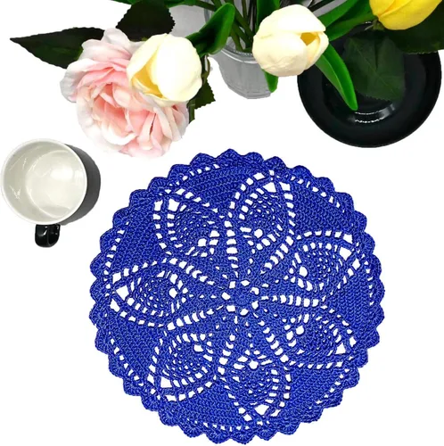 Miniatura 54 de Mantel Individual de Encaje de 11 a 12 Pulgadas Tapetes de Mesa Redondos Hechos a Mano Tapete de Ganchillo Cocina Vajilla Posavasos para Taza