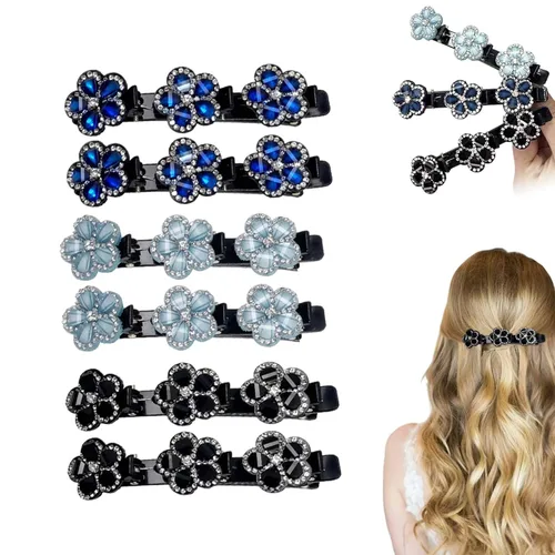 Miniatura 9 de Pinzas para el cabello trenzadas con piedra de cristal brillante para mujeres y niñas, pinzas para el cabello con diamantes de imitación 2025