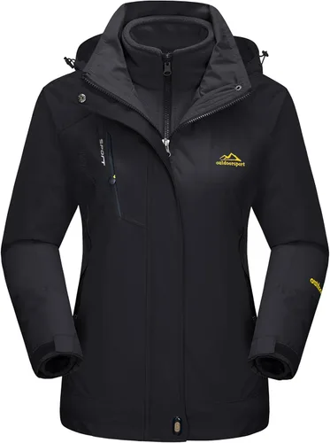 Miniatura 9 de MAGCOMSEN - Abrigos de invierno 3 en 1 para mujer, chaqueta de esquí impermeable, cortavientos, con forro polar, parka