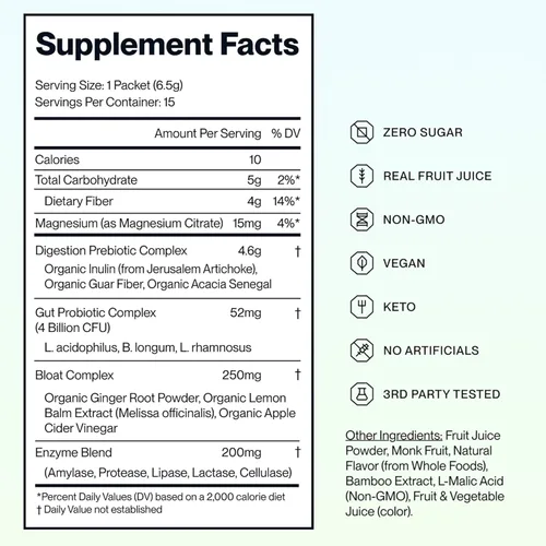 Miniatura 4 de Feel Goods Gut Guardian, Mezcla de bebida en polvo para la salud digestiva, polvo de fibra probiótica con prebióticos y L glutamina para la salud