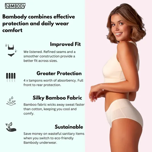 Miniatura 4 de Bambody - Calzones absorbentes Bragas Period Ropa interior de maternidad y posparto