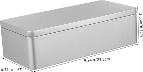 Miniatura 2 de Angoily Caja de lata vacía rectangular con tapa, caja de almacenamiento de hojalata rectangular para galletas, contenedor de lata de metal