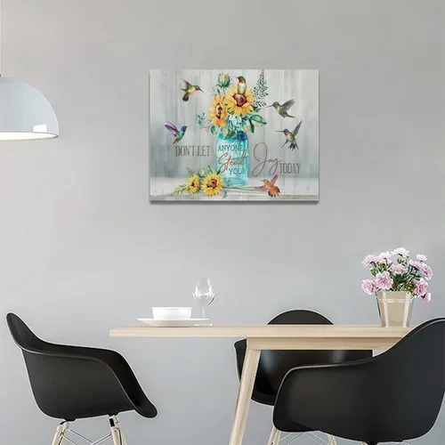 Miniatura 2 de Bulldog Leather Works Lienzo decorativo abstracto de colibrí y girasol, con citas inspiradoras, póster de flores de granja, decoración moderna