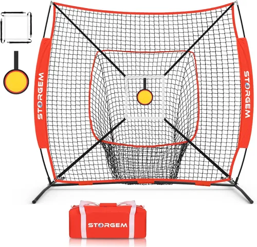 Miniatura 8 de Storgem 6'X6' Baseball Softball Practice Net, Portable Baseball Net for Batting, Hitting, Pitching and Fielding, with Carry Bag, Strike Zone and Bow