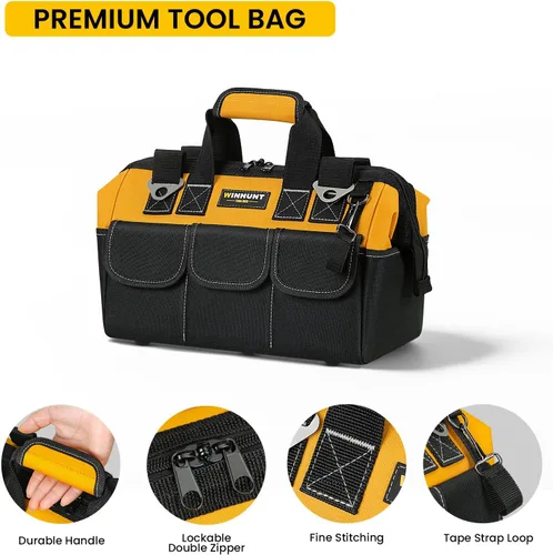Miniatura 3 de WINHUNT - Bolsa de herramientas de 13 pulgadas, bolsa de almacenamiento de herramientas con correa ajustable, gran capacidad, asa de goma duradera