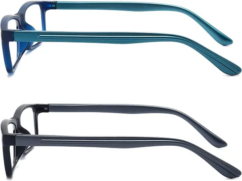 Miniatura 7 de Lentes de lectura con bloqueo de luz azul para hombres y mujeres, marco rectangular, lectores de computadora con bisagra de resorte Azul/Negro