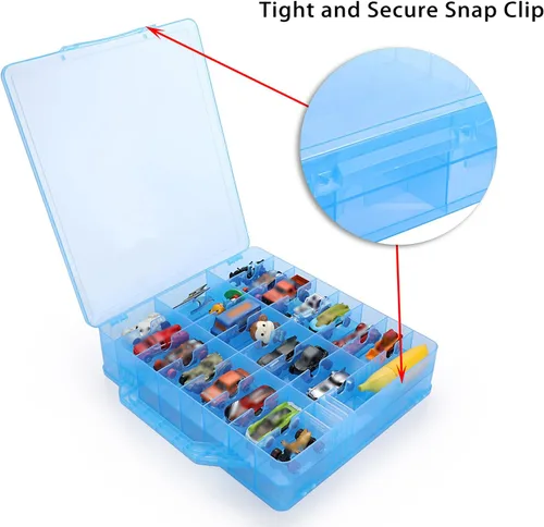 Miniatura 2 de BTSKY Organizador de almacenamiento de juguetes de doble cara con 48 compartimentos, organizador de juguetes para autos de ruedas calientes, autos
