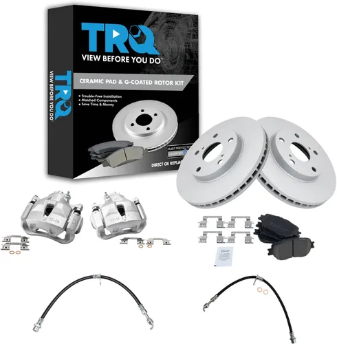 Miniatura 12 de TRQ Kit de pastillas de freno y rotor de cerámica delantera compatible con Chevrolet Malibu 2016