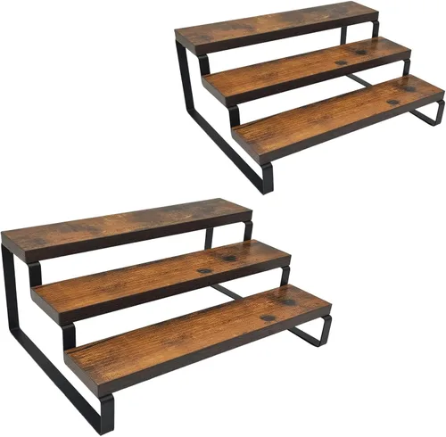 Paquete de 2 organizadores de especias expandibles de 3 niveles (13.8 a 26 pulgadas), soporte elevador de exhibición, gabinete de cocina, encimera,