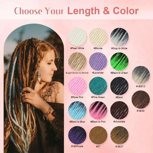 Miniatura 5 de Extensiones de cabello con clip de 16 pulgadas, extensiones de rastas sintéticas de color negro a bolnde de 16 pulgadas, 8 piezas de 32 hebras